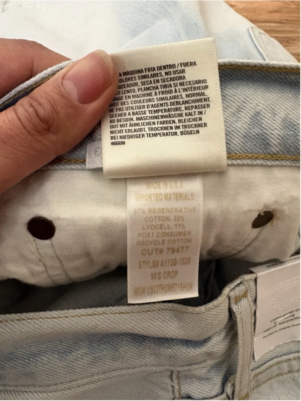 NWT AGOLDE 90s Mid Rise Straight Crop Jeans Distressed Light Wash Size 29 - Picture 12 of 12